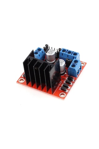 L298N Voltaj Regulatörlü Çift Motor Sürücü Kartı (Kırmızı PCB)