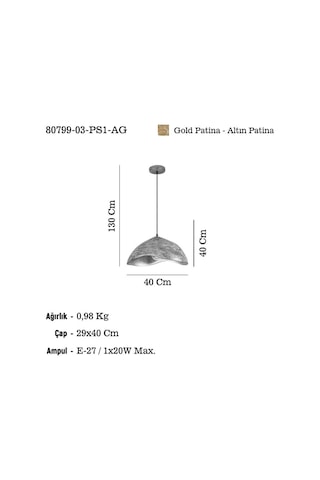 Lucea Andesa 03 K.boy Metal Teklı 1xe27 Çok Renkli