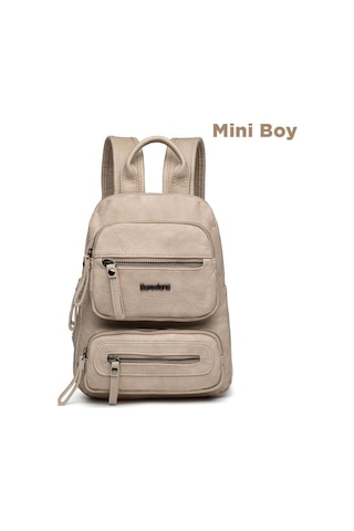 Mini Boy Yıkama Deri Kadın Sırt Çantası 21-k Barcelona 1929 Koyu Bej