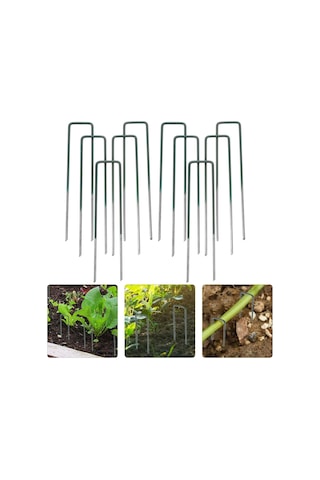 8mm U Şeklinde 10 Adet Çadır Kazığı 20 Cm Kamp Bahçe Çivisi 8 Mm X 20 Cm