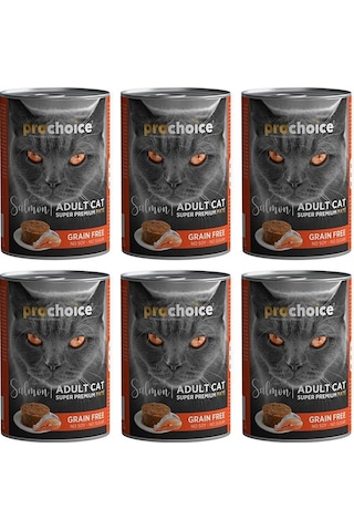 Pro Choice Somon Etli Sekersiz Tahilsiz Ezme Yetiskin Kedi Konservesi 400gr 6 Adet
