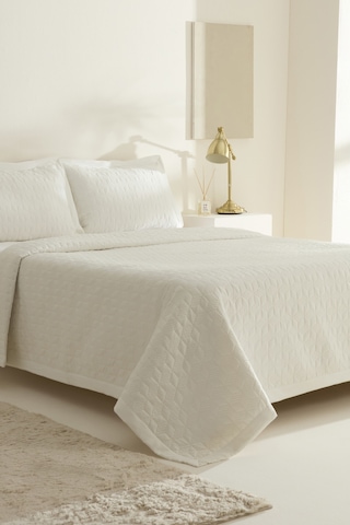 Karaca Home Liora Çift Kişilik Yatak Örtüsü Beyaz Beyaz