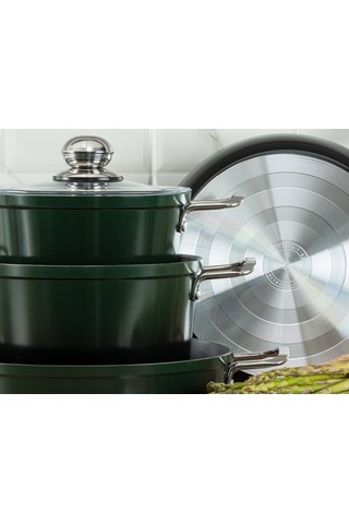 Madame Coco Titanium Professional Tencere Seti 7 Parça 1ktncr014118-22-26-26cm-yeşil
