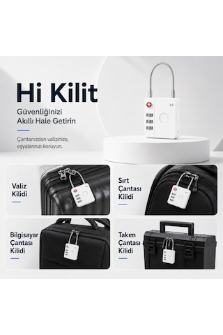 Hbb-k Hi Kilit Apple Android Uyumlu Akıllı Valiz Kilidi Beyaz