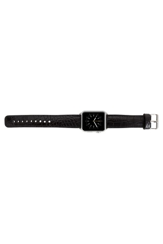Apple Watch Uyumlu Deri Kordon 42-44-45mm Kroko Siyah Diğer