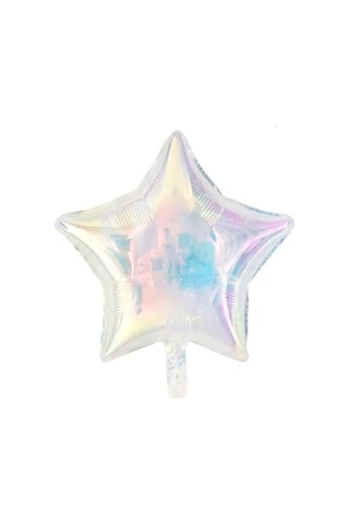 Folyo Balon 18inç Şeffaf Yıldız Renkli Yansımalı Hologramlı Yansımalı Kalın Folyo Balon Çok Renkli