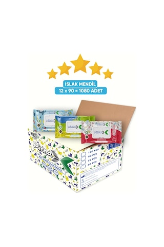 Minnax Islak Mendil 90'lı Paket 90 x 12 1080 Yaprak