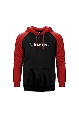 Therion Logo Kırmızı Renk Reglan Kol Kapşonlu Sweatshirt Kırmızı