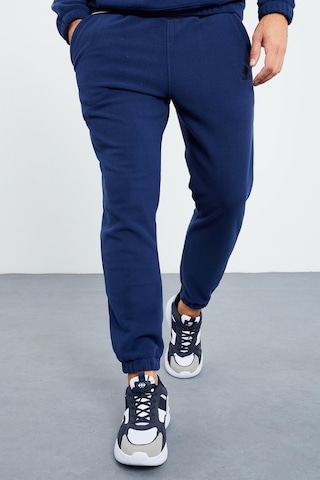 Tommy Life İndigo Yarım Fermuar Dik Yaka Lastik Paça Polar Erkek Eşofman Takımı - 85159 İndigo