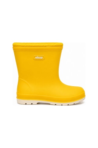 Vicco Mellow Kürklü Pvc Su Çizmesi Yağmur Botu Ortopedik Çocuk Bot Sarı