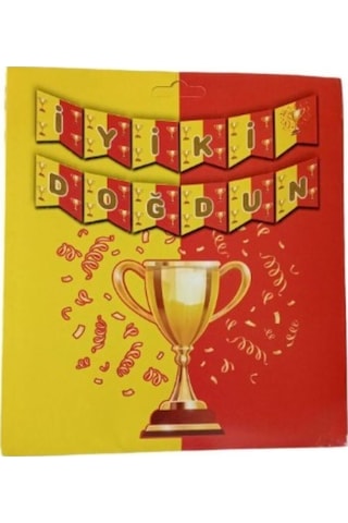 Sarı Kırmızı Taraftar Iyi Ki Doğdun Banner Ve 5 Adet Sarı Balon - 5 Adet Kırmızı Balon Set