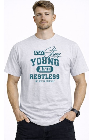 Herkesemoda Stay Young Detaylı Basic Erkek T-shirt Gri