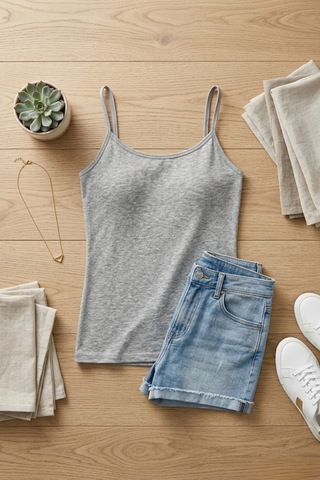 Mataş Kadın Pamuklu İp Askılı Slim Fit Yuvarlak Yaka Atlet Gri