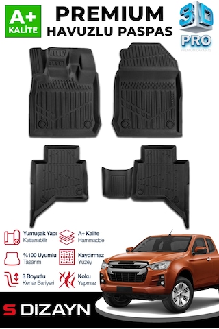 S-dizayn Isuzu D-max 3d Pro Havuzlu Paspas 2019 Üzeri A+ Kalite