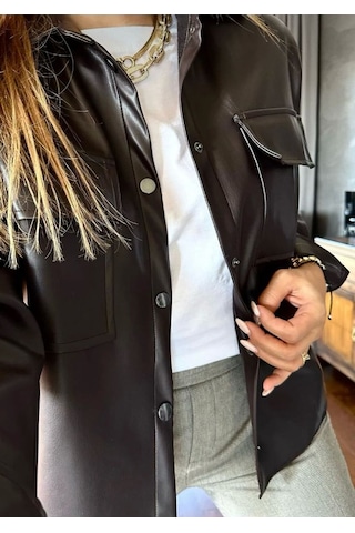 Cepli Deri Gömlek Acı Kahve Acı Kahve