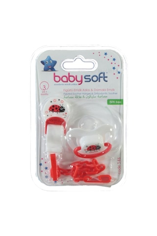 Babysoft Fıgurlu Emzık Askısı ve Damaklı Emzık No:3 - Beyaz