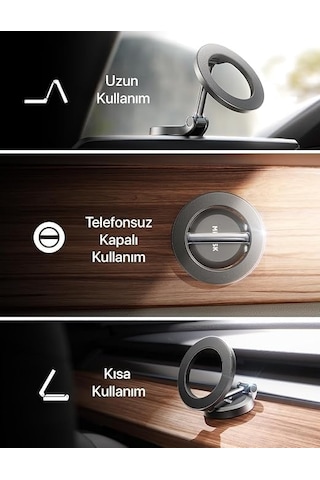 Fenomen Araç Tutucu Süper Ağır Metal 3m Taban Bantı Kutuda Yedek Taban Bantı Ve 2 Adet Yedek Metal Halka 360 Derece Tam Tur Dönebilir Katlanabilir Masa Gibi Yüzeylere De Uygun Telefon Tutucu Ve Stand