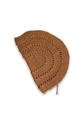 Lento Design El Örgüsü Pamuk Makrome Clutch Çanta Bohem Yarım Ay Tasarım, El Yapımı Şık Portföy Bej