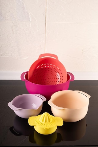 Easy Mix Süzgeçli Karıştırma Kabı Ve Limon Sıkacağı 6'lı Set Çok Renkli