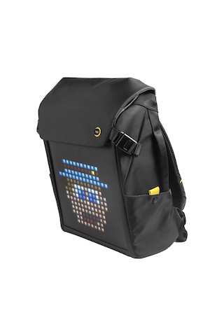Divoom Pixoo Backpack M Siyah LED Ekranlı APP Kontrollü Su Geçirmez Laptop Sırt Çantası-15-15.6" Siyah