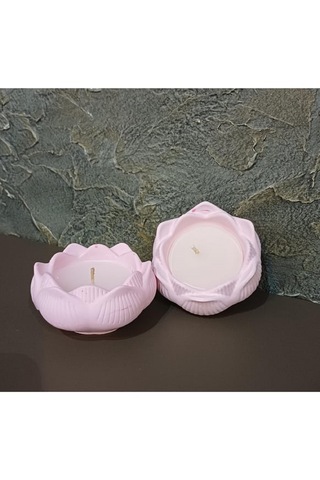 El Yapımı Mumlu Lotus Pudra Pembe - Beyaz - Açık Kahverengi - Koyu Füme