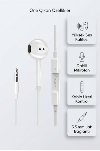 Ps03 3.5 Mm Jack Girişli Kablolu Kulak İçi Kulaklık Mikrofonlu Ses Kontrollü İos Android Uyumlu