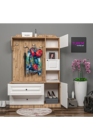 Orange Membran Portmanto Mdf Beyaz