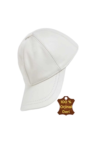 Tezzgelsin Unisex %100 Deri Arkadan Ayarlanabilir Baseball Kep Şapka Beyaz
