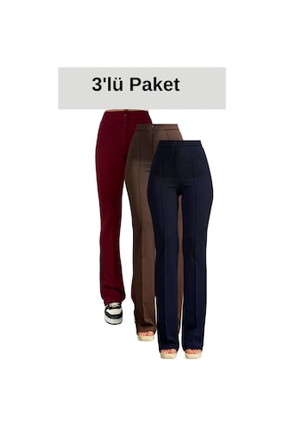 Thiffgymwear Krep Kumaş Likralı Kadın Palazzo Pantolon 3'lü Set Çok Renkli