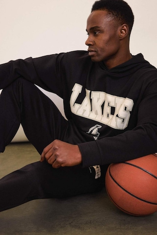 DeFactoFit NBA Los Angeles Lakers Oversize Geniş Kalıp Kapüşonlu Skuba Dalgıç Kumaş Sweatshirt D6709AX25SPBK82