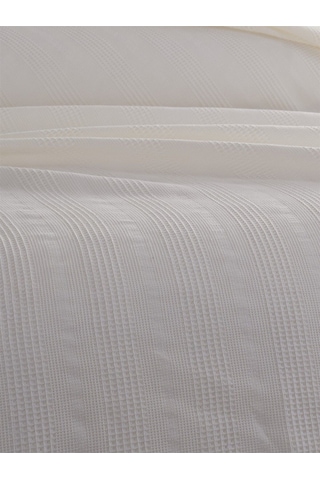 Tek Kişilik Waffle Pike 160x230cm, %100 Pamuk, Petek Tasarım, Krem Krem Krem