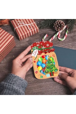 Geeksen 48 Adet Noel Temalı Şeker Sarma Kartı Seti - 8 Farklı Desenli Noel Baba, Geyik, Kar Tanrısı - Transparent Poşet Ve Çift Taraflı Bantlı - Noel Partileri, Hediyeler İçin