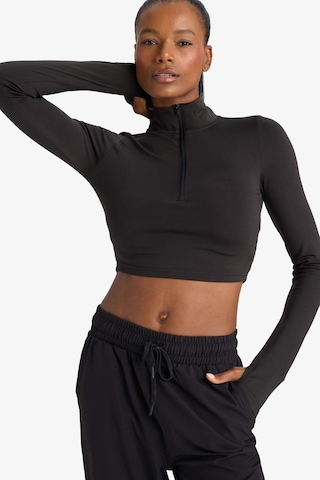 Defacto Defactofit Slim Fit Dar Kesim Fermuarlı Dik Yaka İçi Yumuşak Tüylü Esnek Kumaş Uzun Kollu Tişört W0343az25aubk81 SIYAH