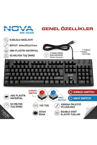 Red Switch Mekanik Rgb Gaming Klavye Full 104 Tuş Tr Q Bilek Destekli Rgb Oyuncu Klavyesi Kablolu