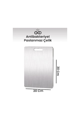 Gkd Üst Kalite Kalın Paslanmaz Çelik Metal Kesme Tahtası 20x30 Cm Orta Boy ,yapışkan Silikon Ayaklı Gri