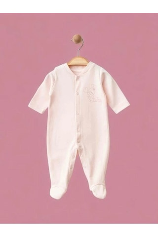 Zekids Kız Bebek Tulum Body Şapka Organik 3 Lü Set-15473 Pembe