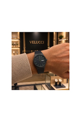 Velucci Geci Silikon Kordon Unisex Kol Saati Lacivert Kadran Takvimli Analog