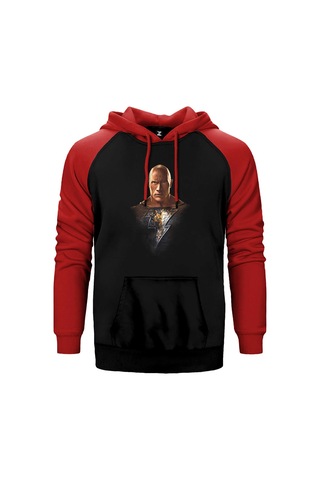 Black Adam Character Gri Renk Reglan Kol Sweatshirt / Hoodie