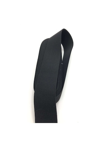 Çamaşır Don Etek Bel Paça Bebe Lastiği Yassı Yumuşak Bel Lastik 25 Metre Siyah-4.5 Cm