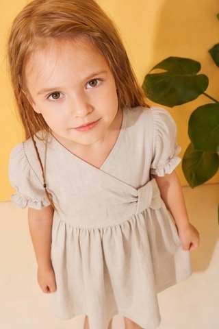 Esila Kids Kız Çocuk Elibse Flam Pamuk İnce Yazlık Elbise Bej