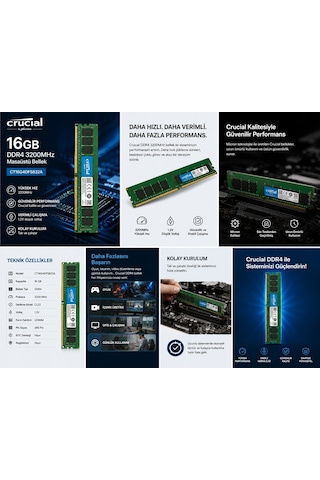 Crucial CT16G4DFS832A 16 GB DDR4 3200 MHz CL22 Ram