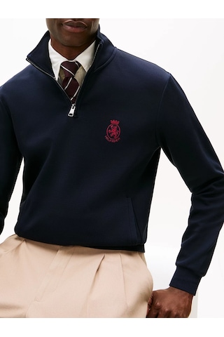 Tommy Hilfiger Mw0mw42855 Crest Giftin İntechno Erkek Sweatshirt Lacivert