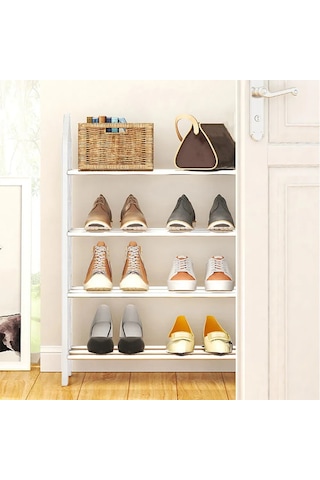 Vkemall 4 Katlı Metal Ayakkabı Rafı, Dayanıklı Çelik, Kolay Montaj, 42x58x58 Cm, Ev/ofis/bağdat Odaları İçin, Modern Tasarım Beyaz