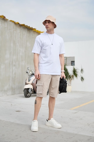 Bej Renk Kargo Cepli Paraşüt Kumaş Erkek Şort-1556 Bej