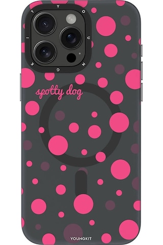 Apple Uyumlu iPhone 13 Pro Max Kılıf Magsafe Özellikli Polka Dot Desenli Youngkit Spots Serisi Kapak Pembe