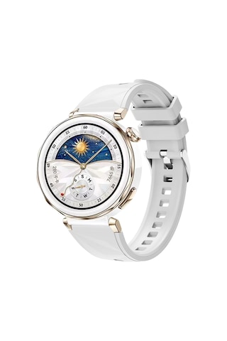 Kilifone - Huawei Watch Gt5 Pro 42mm Uyumlu - Kordon Silikon Kordon Strap Kayış Krd-129 - Beyaz