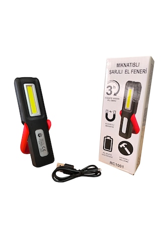 240 Lümen Mıknatıslı Şarjlı Led Tamir Çalışma El Aydınlatma Fener Siyah - Kırmızı