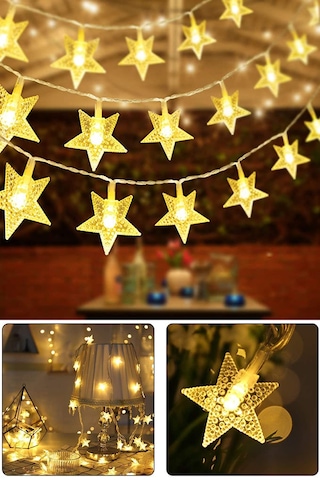 Technojet Dekoratif Yıldız Tasarımlı Yılbaşı Ağaç Süsleme Şerit Led Sarı