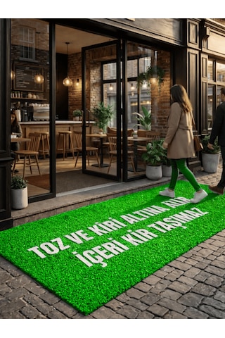 Beylini 12 Mm Kıvırcık Paspas İç Dış Mekan Pvc Zemin Halısı Kapı Girişi Banyo Duş Apartman Havuz Ve İş Yeri Yeşil
