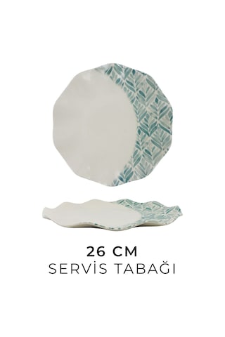 Blue Leafed 18 Parça 6 Kişilik Porselen Yemek Takımı -pasta , Çorba ,yemek , Servis Tabağı
